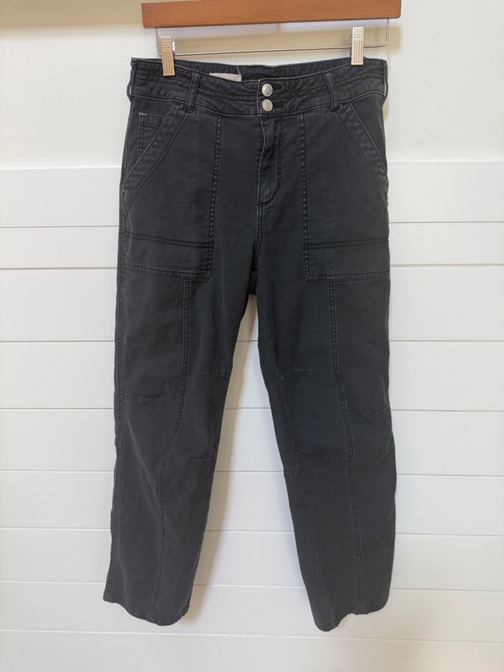 Pilcro Black Straight-Leg Utility Pants